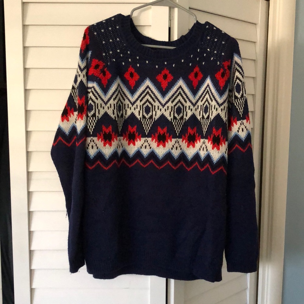 Divided Fair Isle Pullover Sweater